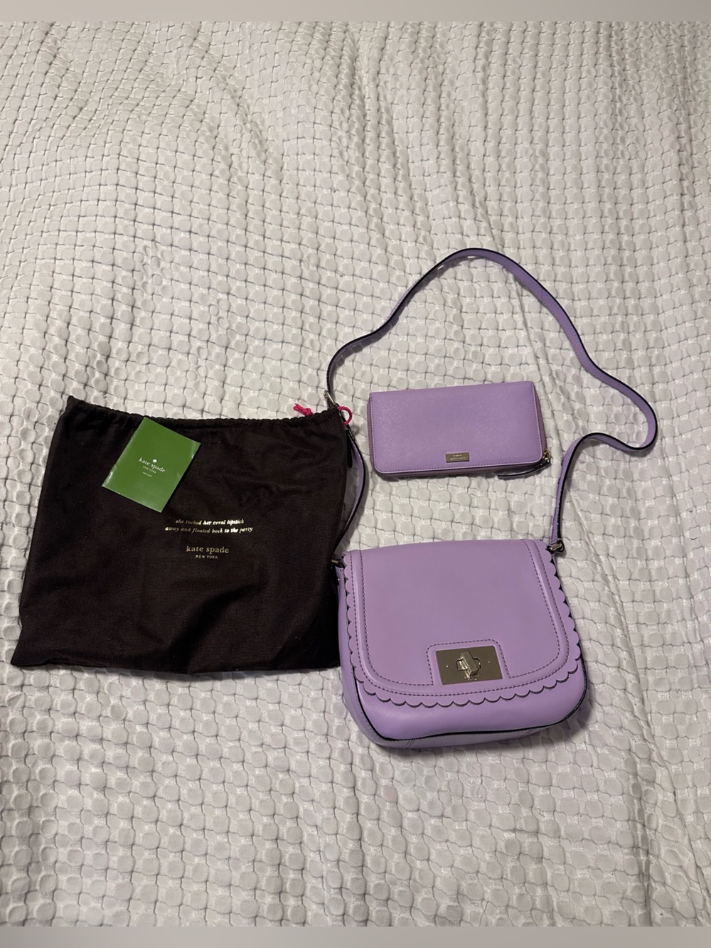 Kate Spade Lilac Road Seth Scalloped Crossbody shoulder bag and matching wallet
